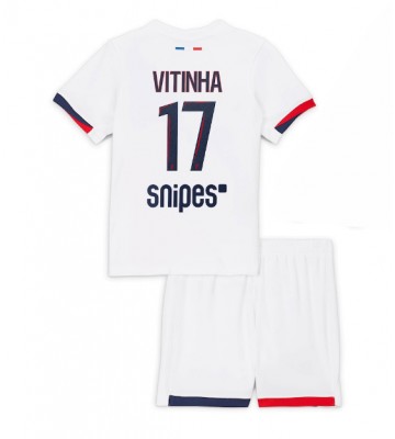 Paris Saint-Germain Vitinha #17 Segunda Equipación Niños 2025-26 Manga Corta (+ Pantalones cortos)